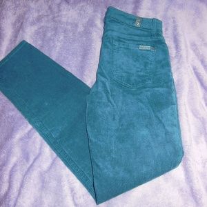 **SOLD** 7 For All Mankind teal skinny cords